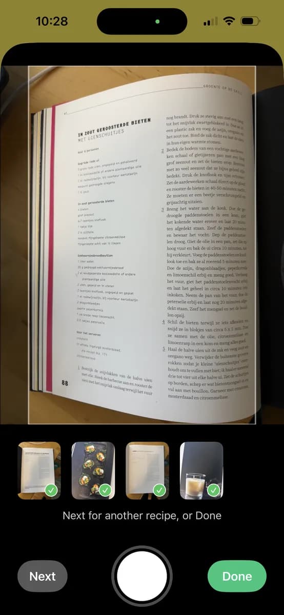 Recepten vastleggen uit een kookboek